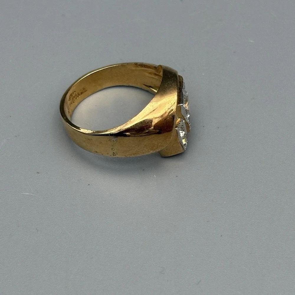 Vintage Mens 10k Gold Filled Ring Clear Stone 10.5 MCM Bold Statement 6.33g